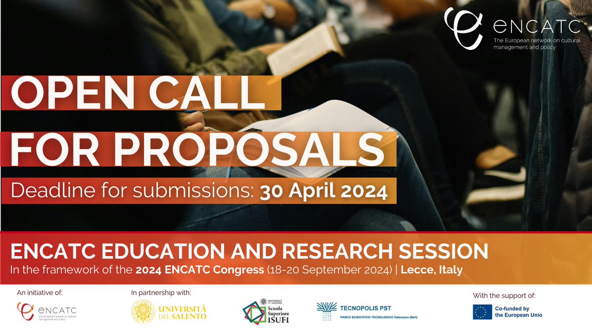 📢#OpenCall: Submit your abstract, teaching demonstration, panel & poster proposal for the ENCATC Education & Research Session by 30 April 2024. Showcase your work to a global audience, connect with peers, gain insights & ignite collaborations! Learn more: encatc.org/en/events/deta…