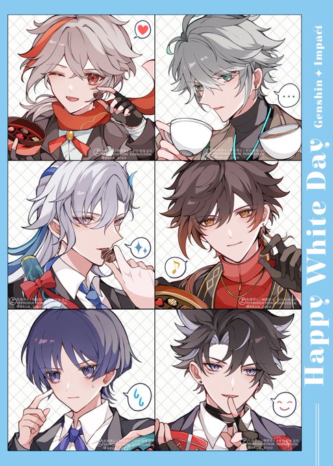 \ 💙 Happy white day!! 💙/

ハッピー原神ホワイトデー!!✨
キャラによっていろんなシチュエーションでチョコやお返しを渡してくれそう…!!🍫
みんなは誰からの贈り物が欲しいのか気になる…!

 #GenshinImpact #genshinfanart #hoyocreators #zhongli #Neuvillette 