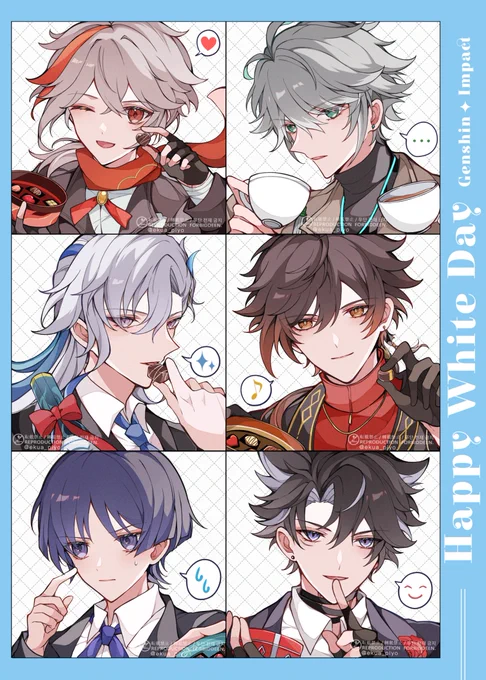 \ 💙 Happy white day!! 💙/

ハッピー原神ホワイトデー!!✨
キャラによっていろんなシチュエーションでチョコやお返しを渡してくれそう…!!🍫
みんなは誰からの贈り物が欲しいのか気になる…!

 #GenshinImpact #genshinfanart #hoyocreators #zhongli #Neuvillette 