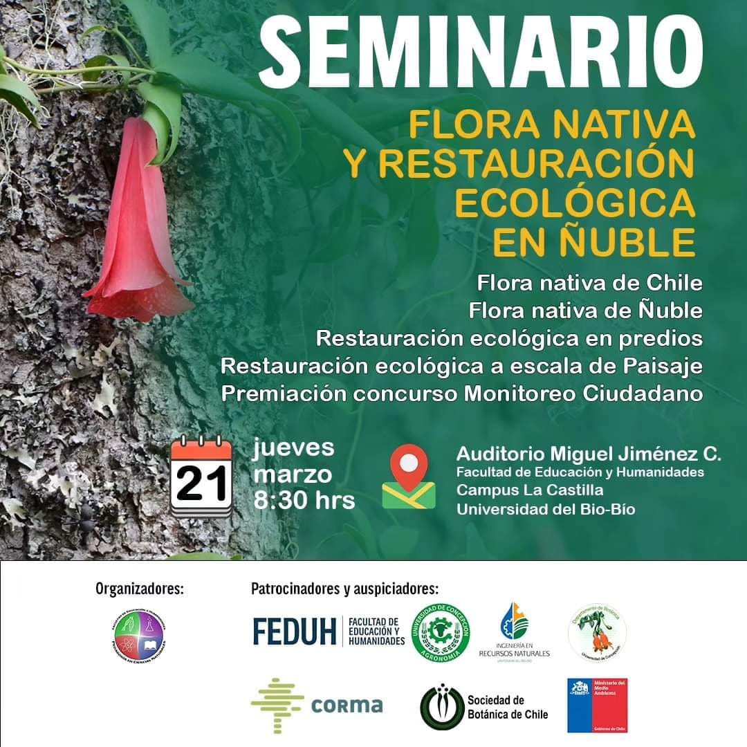 Seminario sobre flora nativa en #Chillán 
Link de inscripción 
ubb.cl/577484