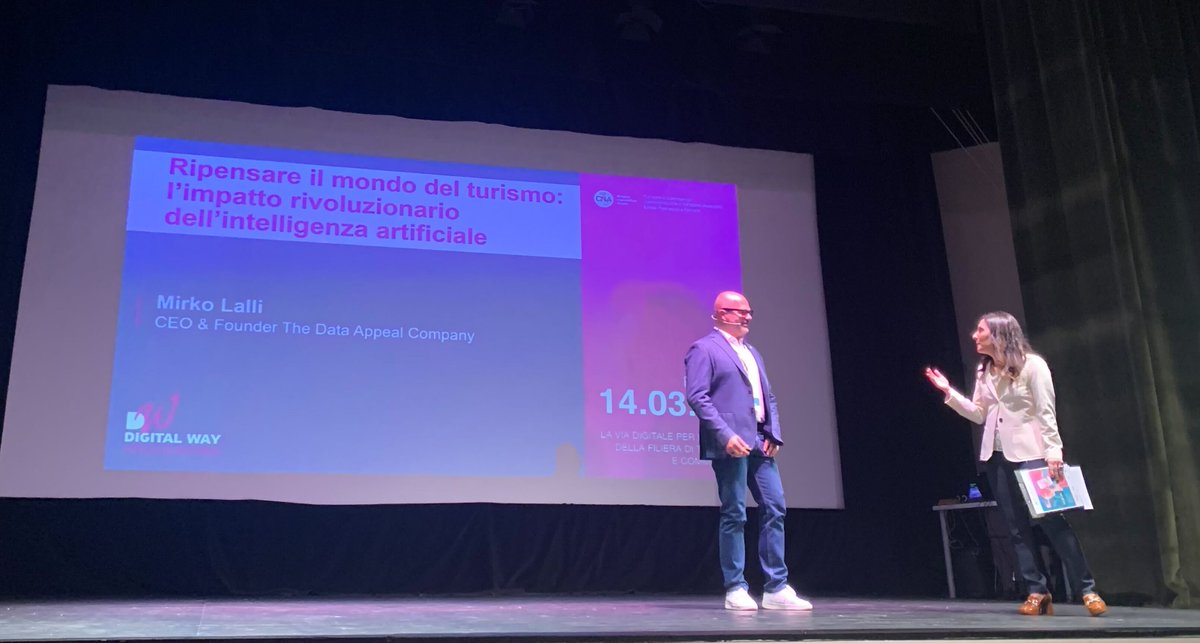 DataAppeal's tweet image. Il nostro CEO, @mkl, sul palco di #DigitalWay con il suo intervento “Ripensare il mondo del #turismo: l’impatto rivoluzionario dell’#intelligenzaartificiale.
#toccailfuturo @CNAFerrara @cna_er