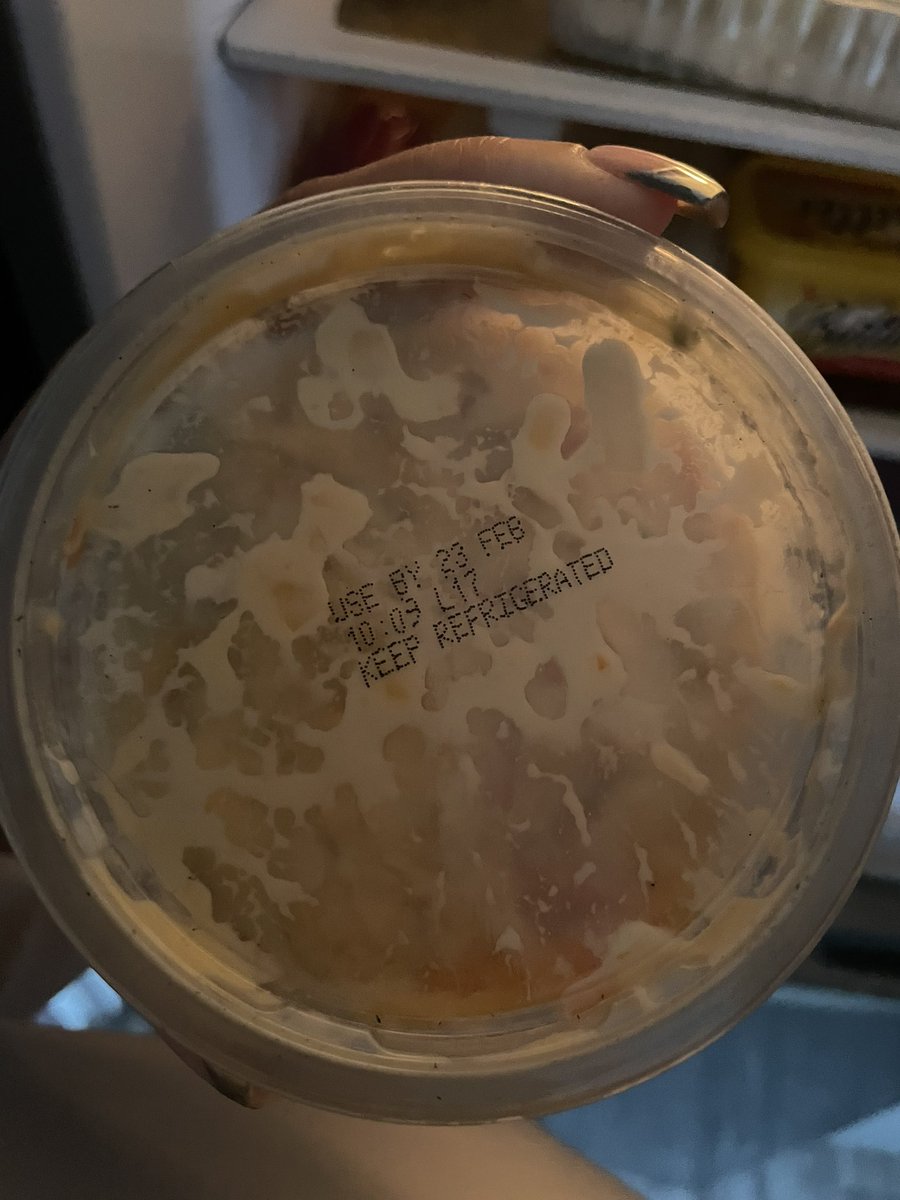 lz2winz's tweet photo. @asda @AsdaServiceTeam I was going to keep quiet because you said you’re looking into but now you guys are taking the piss, I ordered food to be delivered 8/03/2024 they’ve given me coleslaw which expired on 23/02/24 my PREGNANT girlfriend is now suffering with food poisoning https://t.co/pQ31QbgTwr