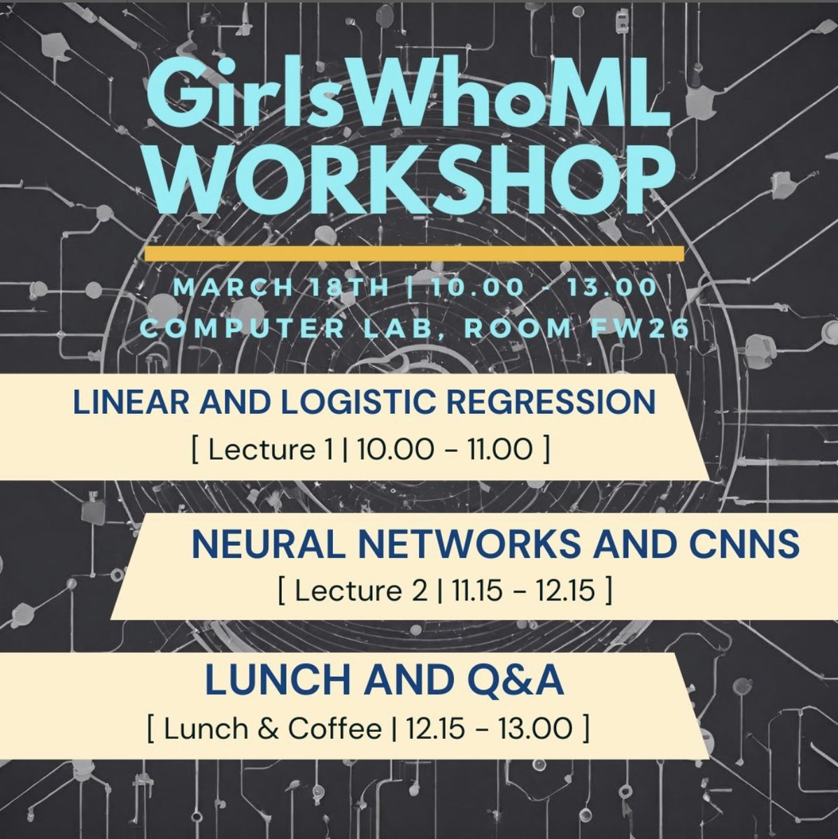 Cambridge_CL's tweet photo. Next Monday, 18 March, GirlsWhoML (an initiative to improve gender diversity in machine learning &amp; AI) are running a workshop here. There are a couple of places left. Interested? Book your spot here:  https://t.co/VL6pAjy3mS https://t.co/dQIkq57Kx0