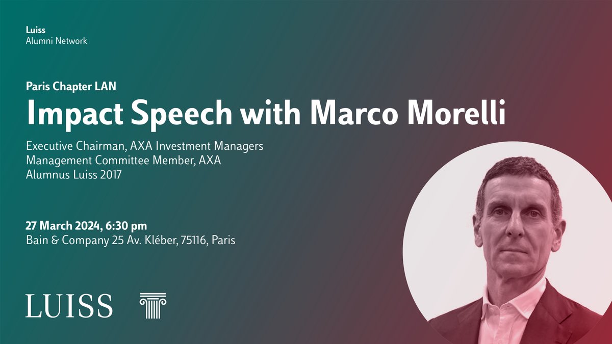 🗣️ Explore the career path of Marco Morelli, Executive Chairman of AXA Investment Managers and Management Committee Member of AXA, alongside the Paris Chapter LAN. 📆 Wednesday, 27 March at 6:30 pm 📍 Bain & Company We look forward to seeing you 👉 form.jotform.com/240633556893364