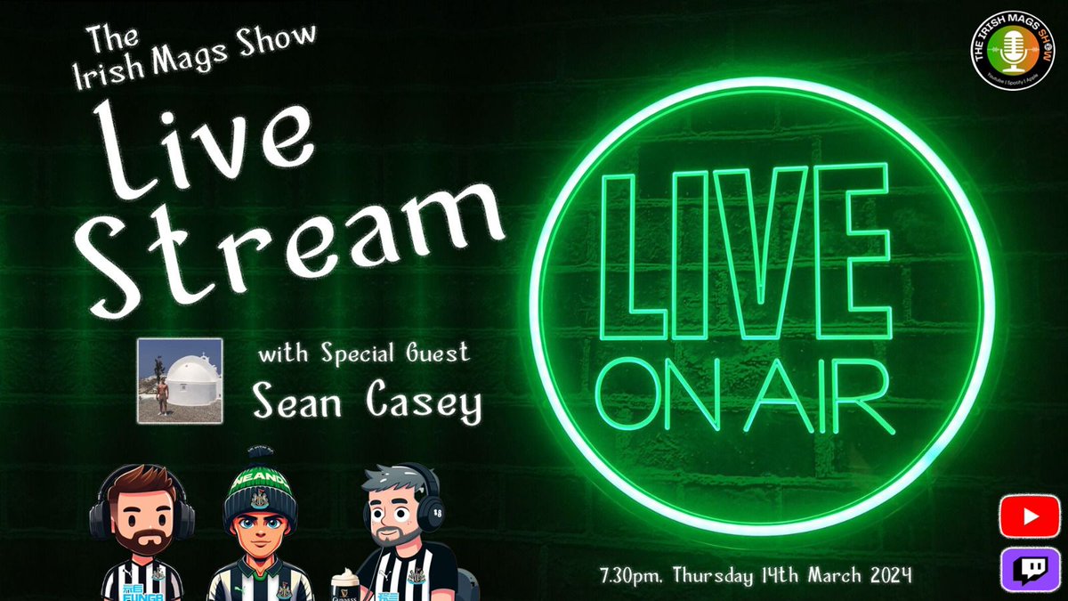 IrishMagsPod's tweet photo. Look who’s back and ready to release an exclusive👀🗞️⚫️⚪️☘️

Join us today at 7:30pm for our YouTube LIVE special feat. Sean Casey @caseysean51 #LikeISaid 

#NUFC #IrishMags https://t.co/5GyLiRL1Vq