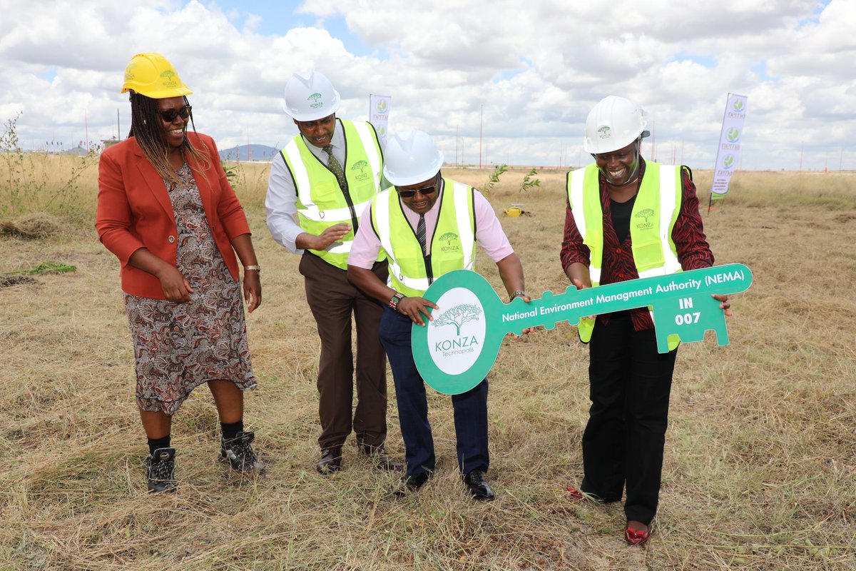 NemaKenya's tweet photo. @NemaKenya Chairman, Emilio Mugo and Director General, Mamo B. Mamo, EBS, Vice Chair, Sophia Matura receives the  certificate of title and a symbolic key from Konza Technopolis Chief Manager- Ms. Stella Muhoro representing the CEO at Konza Technopolis Development Authority for the 2.4 acre plot allocated to NEMA by the @konzatech @Environment_Ke @MoICTKenya