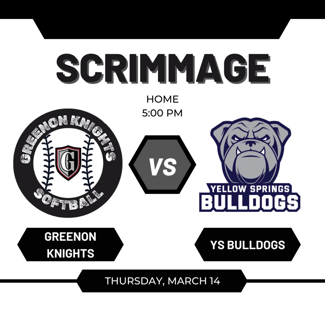 GreenonSB's tweet photo. Come support the girls tonight in our first home scrimmage against Yellow Springs! 🥎🤍
#GoKnights #greenonsb https://t.co/w2BrpgVbVG