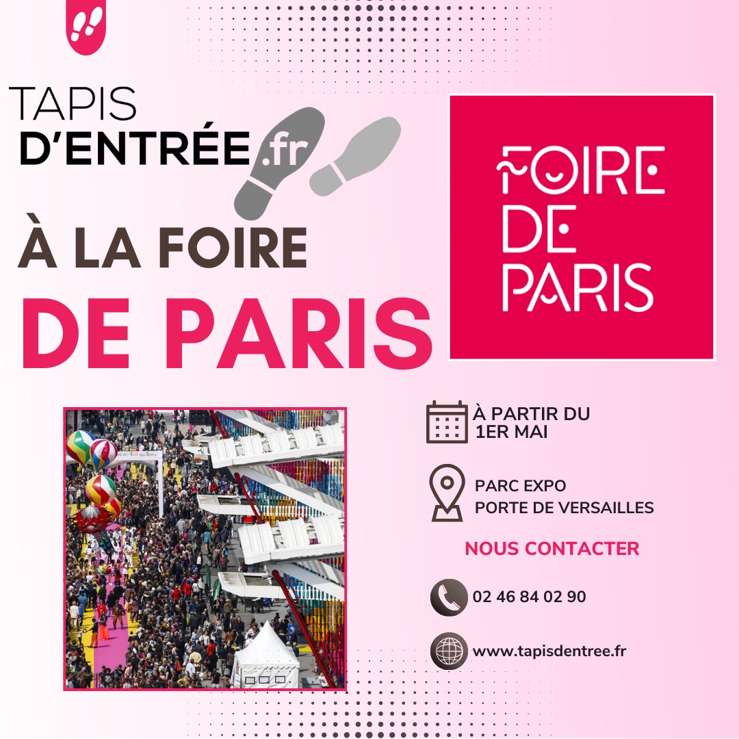 tapisdentree's tweet photo. 🌟 Grande Nouvelle ! 🌟 https://t.co/KPcrGCBOXG sort de l'univers du digital pour briller en physique à la #FoiredeParis 2024! 🎉

C'est avec joie que nous vous annonçons notre toute première participation à la Foire de #Paris !

#FoireDeParis2024 #Tapisdentree  #tapis https://t.co/bzsnlXFrqX