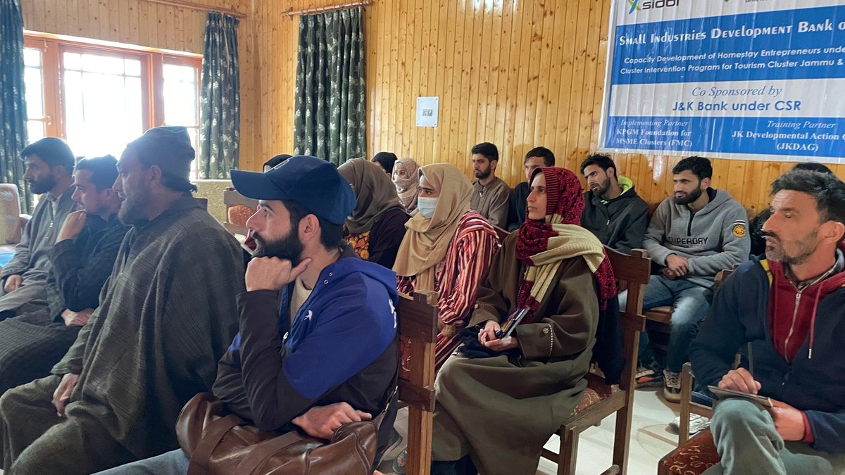 JKDAG's tweet photo. Excited to announce our Homestay Entrepreneurship Training at TRC Chandigam, Lolab, Kupwara, sponsored by SIDBI &amp; co-sponsored by J&amp;K Bank. Implemented by JK DAG. #HomestayEntrepreneurship
#JKBANK
#SIDBI
#JKDAG
#TourismJammuAndKashmir
#EmpoweringCommunities https://t.co/shUMizKd9B