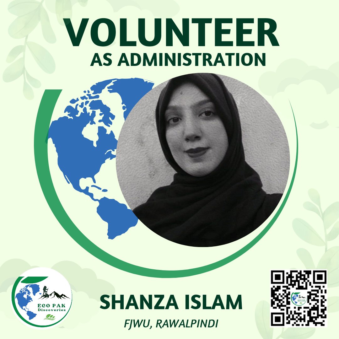 ecopakdiscover's tweet photo. Shanza Islam
Volunteer as Administration, 
FJWU, Rawalpindi
We are Promoting Halal &amp; Ecotourism in Pakistan and Providing our Services Accordingly.
#ecotourism
#ecotourismpakistan
#sustainabletourism
#responsibletravelling
#ecopakdiscoveries
#halaltourism
#hijabscarf #epdboycott https://t.co/PbXV3BBPkU