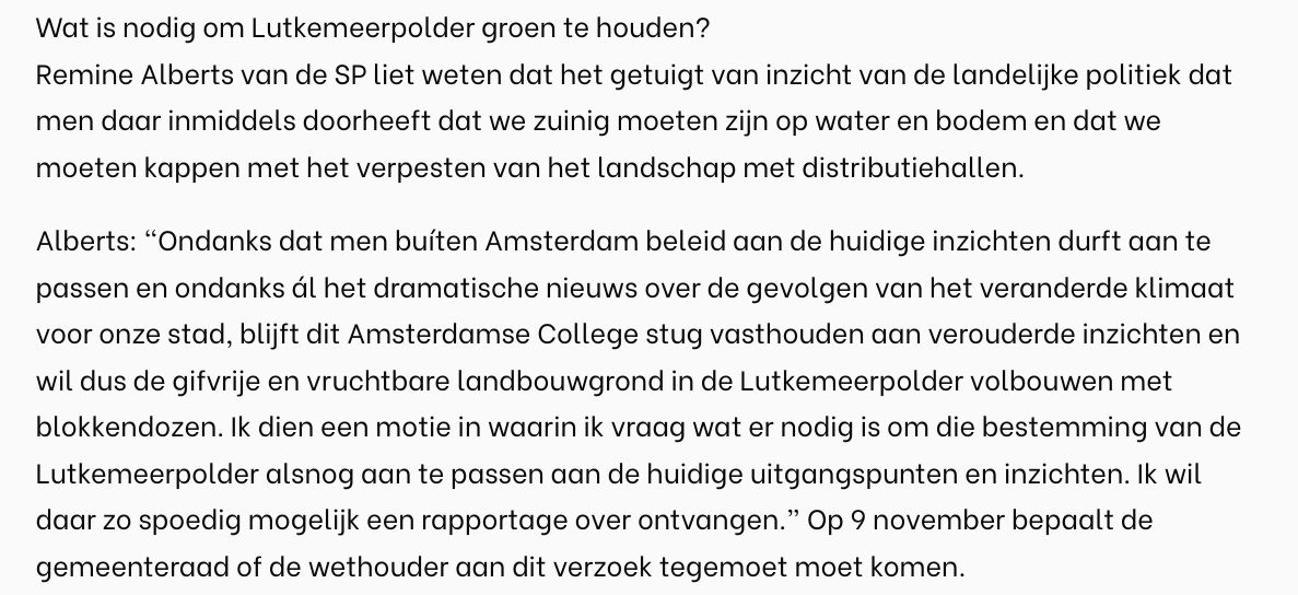SP_Amsterdam's tweet photo. Erken de waarde van de #Lutkemeer en bouw deze niet vol met #distributiecentra waar Amsterdammers niets aan hebben! 🍅🪳🦋🌻❤️  / 🚛🚜🏢🏢⛔️

@Voedselpark020 #lutkemeer #lutkemeerpolder #nieuwwest #Amsterdam #noordholland #verdozing https://t.co/WesEXf2lGz