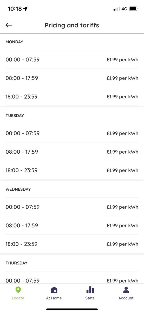 £1.99/kwh for a 7kw AC charger !!!!? Seriously it actually said FREE on @zap_map but I thought I better check on @Pod_Point this is why I think there needs to be cap of 50p/kwh for 50kw chargers & below @Hyundai_UK #highwayrobbery @fairchargeuk @OZEVgovuk @CMAgovUK @ChargeUK_