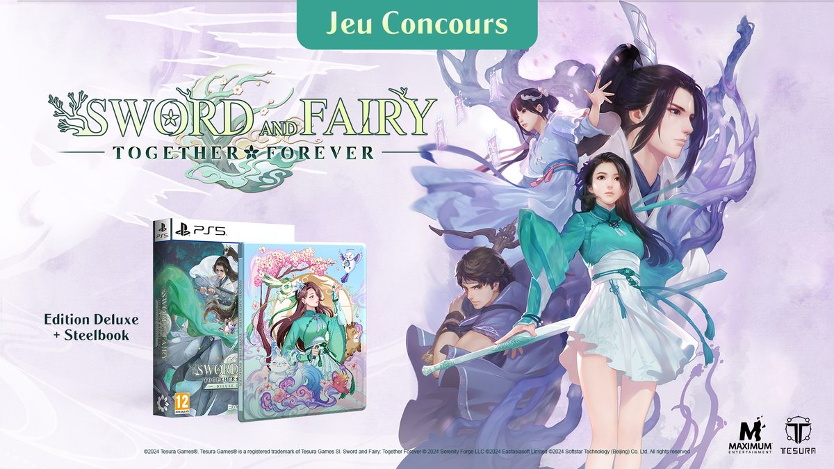 🎁 GAGNEZ votre ÉDITION PLAYSTATION 5 DELUXE avec SteelBook de SWORD and FAIRY : Together Forever ! ⚔️🧚‍♀️

👉 Suivez @MaxEnt_Fr et <a href="/TesuraGames/">Tesura Games 👾</a>
👉 Retweetez et commentez avec le hashtag #SwordAndFairy

📆 Fin le 21/03/24
Bonne chance à tous !