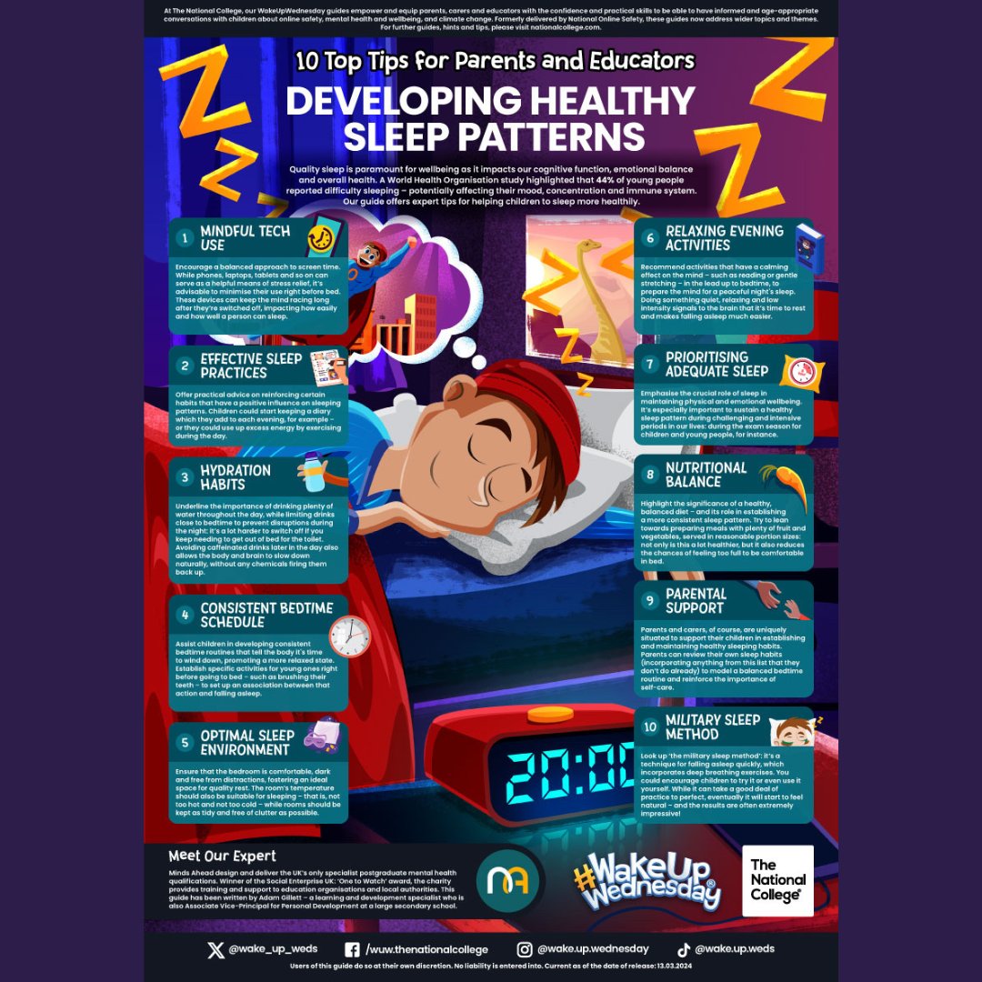 Great 10 top tips for Parents &amp; Educators - Developing Healthy Sleep Patterns 💤😴 #WakeUpWednesday #sleeppatterns