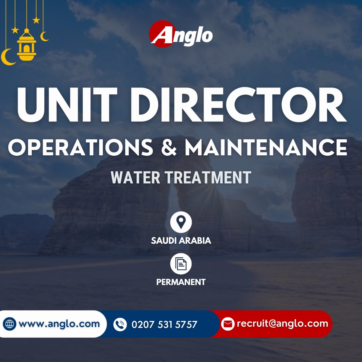 Ramadan Kareem to all🌙

We're seeking water treatment experts specifically a talented Unit Director - Operations &amp; Maintenance to join a prestigious water company in Saudi Arabia.

Apply below!

🔗anglo.com/water-utilitie…

#WaterIndustry #waterjobs #recruitment #recruitmentagency