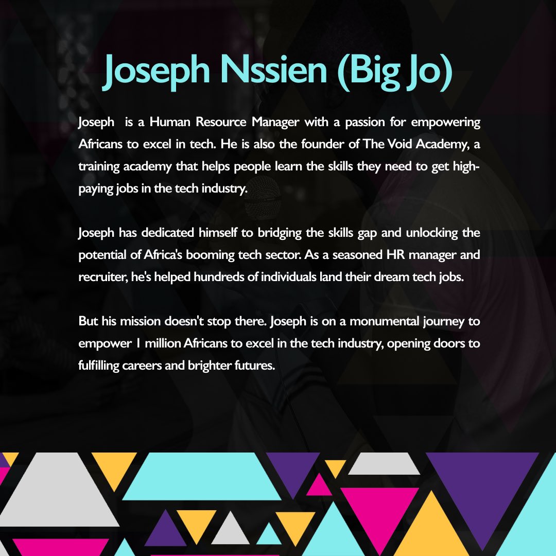 We're excited to announce  @__BigJo Founder , @TheVoidAcademy as a panelist at INNOVATE'24. As a passionate HR manager and recruiter, Joseph's mission is to empower 1 million Africans to excel in the tech industry.🙌