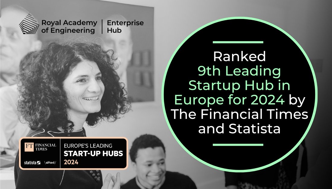 We are delighted to announce that the Royal Academy of Engineering Enterprise Hub has been officially ranked 9th 'Leading Startup Hub' in Europe for 2024 by @FT and @StatistaCharts! See the ranking: ft.com/reports/europe… Read the Academy's comment: raeng.org.uk/news/enterpris…