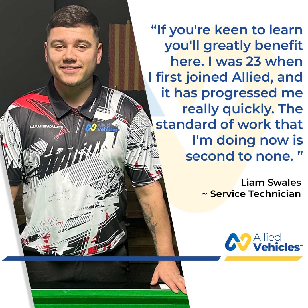 From Engines to 8-Balls: we sat down with Allied Vehicles Service Technician, Liam Swales, to discuss his career, servicing high voltage EV batteries, and travelling Scotland with his pool team. Read Liam's story at ow.ly/hMa550QT3mj #AlliedFamily #WeMovePeople