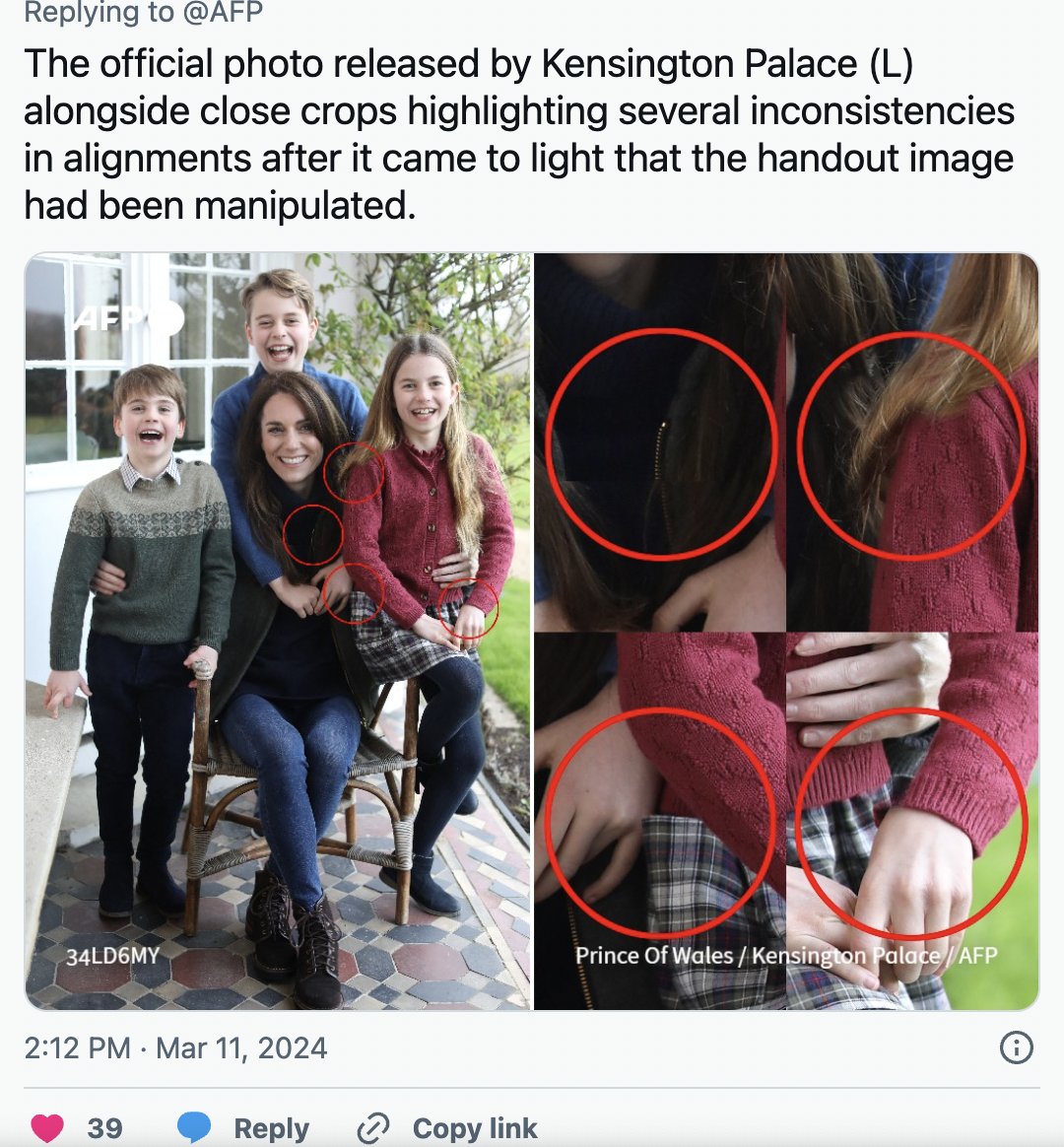 GretaLindst's tweet photo. in the photograph of #KateMiddleton, photoshop was noticed. the princess apologized to the journalists. it's hard to be a #princess https://t.co/nwaQNQQyDl