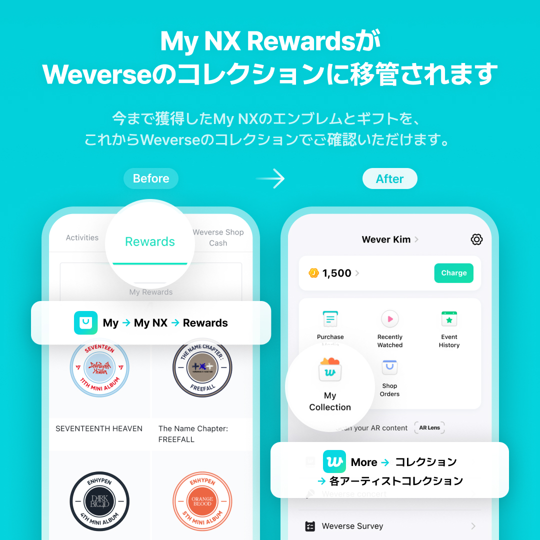 お知らせ] Weverse Shop QRサービス終了・「My NX Rewards」移管