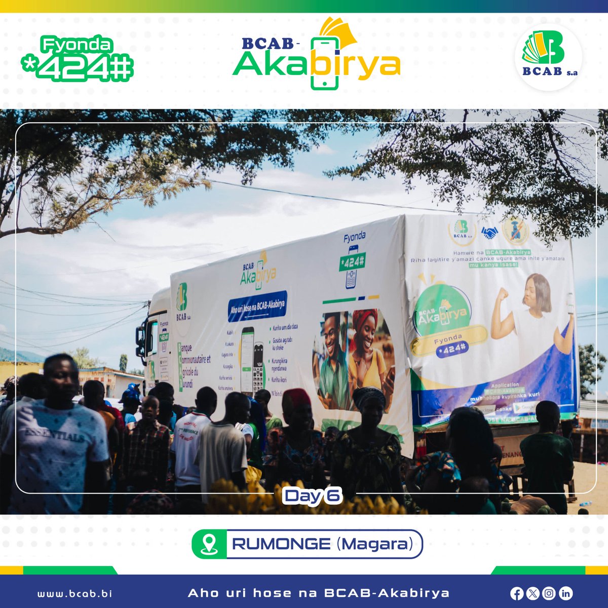 BcabBank's tweet photo. #BCAB_Akabirya road show #day_6
BCAB ishishikara kubaherekeza mu bikorwa vy'iteambere. ku munsi ugira 6, yari yagendeye intara ya #Rumonge muri zone #Magara,
yari akanyamuneza ntangere.
#bcab_akabirya
#aho_uri_hose_na_bcab_akabirya
#Road_Show #day_6
#BCAB
#Solution_digitale https://t.co/vpwvaUQ8pf