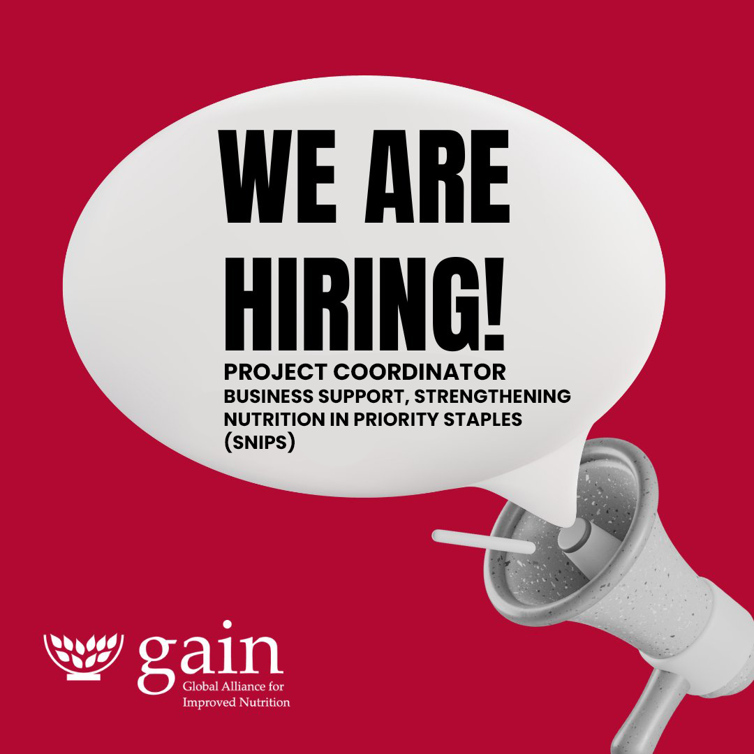 Vacancy Alert🔔 GAIN Nigeria is seeking a Project Coordinator, Business Support, SNIPS to coordinate the implementation of the Business Support component of the project. 📍Location: Abuja, Nigeria. 🌐Apply Here: bit.ly/3PmG89X #JobAlert #vacancy #HealthierDiets4All