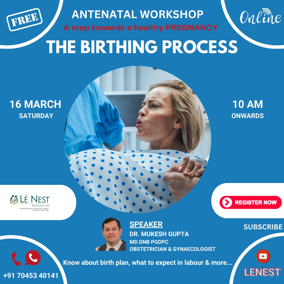 lenestindia's tweet photo. FREE ANTENATAL WORKSHOP - 'THE BIRTHING PROCESS', ideal for pregnant women and their families.  Join us with your partners ONLINE on 16th March (Saturday), 10 AM on Youtube Channel 'LeNest'  Register-  https://t.co/zNZM1uEizA. Details in post.

@drmukeshgupta https://t.co/xAL9wWDOdq