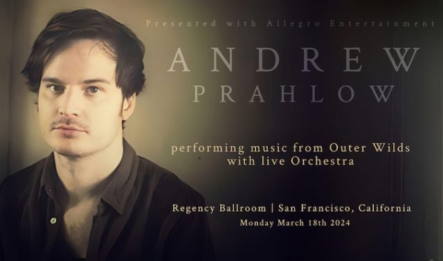 Join composer Andrew Prahlow, as he and his ensemble perform music from the award-winning soundtracks to 'Outer Wilds', 'Echoes of the Eye', and 'The Lost Reels' during GDC week in San Francisco. Members of G.A.N.G. get 20% off tickets on our perks page! audiogang.org/membership/per…