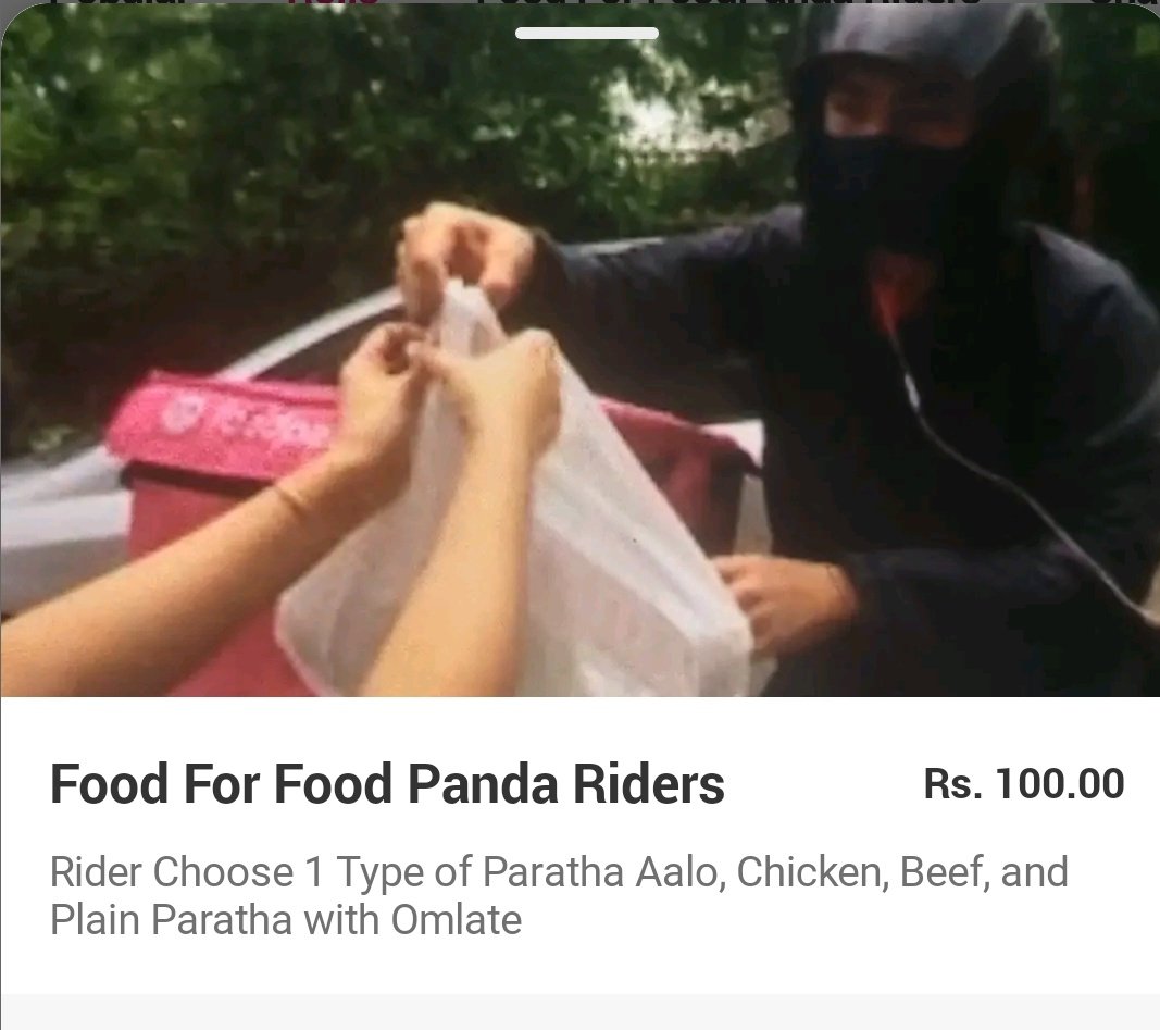 This restaurant allows people to order food for Foodpanda riders while placing an order for themselves. This is a remarkable initiative and perhaps should be adopted by more restaurants/home chefs, available in Foodpanda.