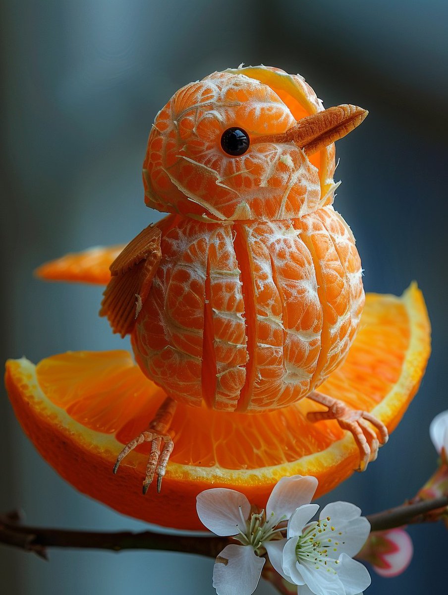 When life gives you oranges, make a bird out of it! 🍊🐥 #FruitArt #UniqueCreation #OrangeLove #orangebird #orange