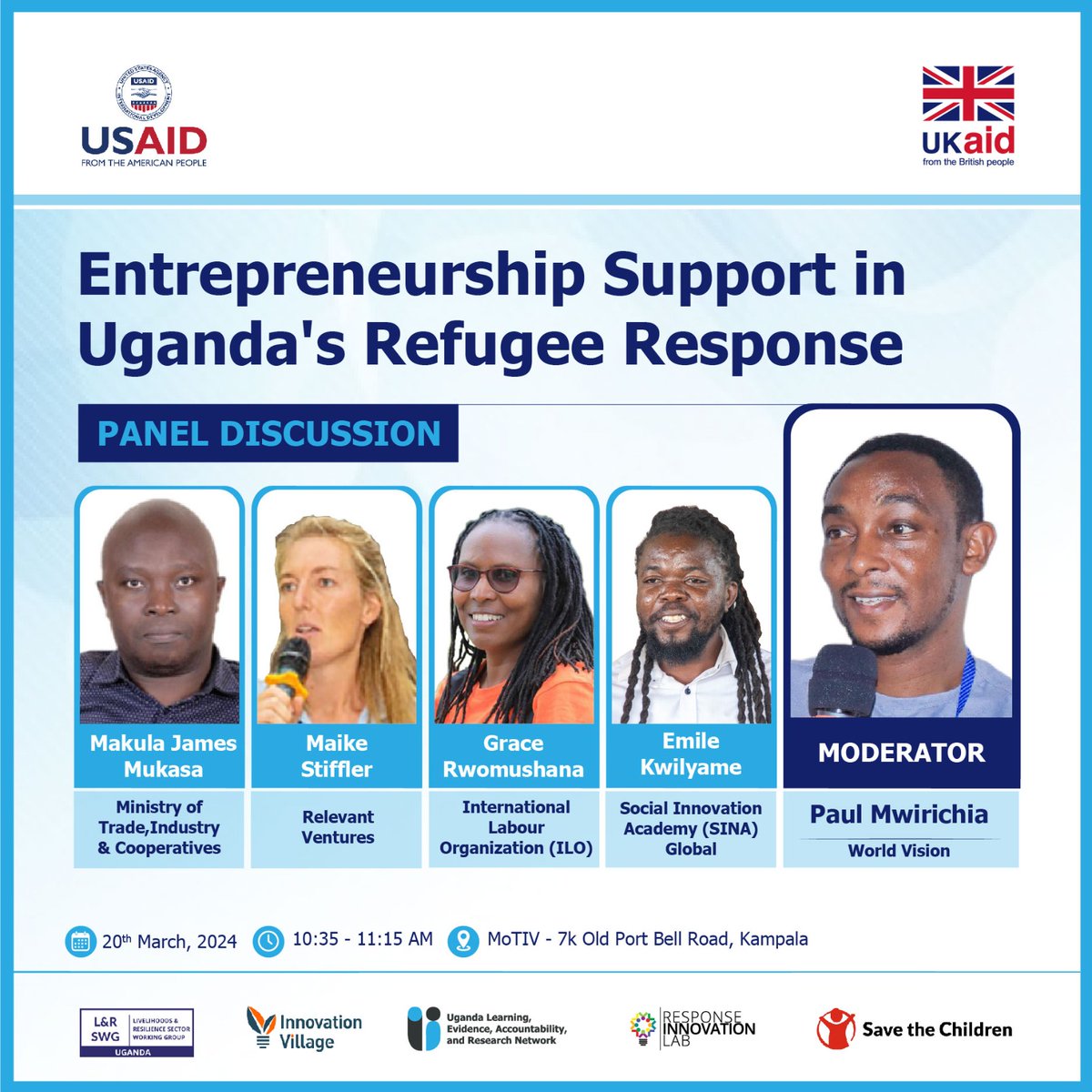 ULearnUganda's tweet photo. Exciting news! 
We will have an insightful &amp; participative panel discussion with #Entrepreneurship experts during our upcoming convener.
🌐Join us: https://t.co/YAqGH3jySW
📅20/03⏰8.30AM
#RefugeeResponse
@mtic_uganda @ilo @WeAreSINA @WorldVisionUg @USAIDSavesLives @FCDOGovUK https://t.co/vkAu8AE53c