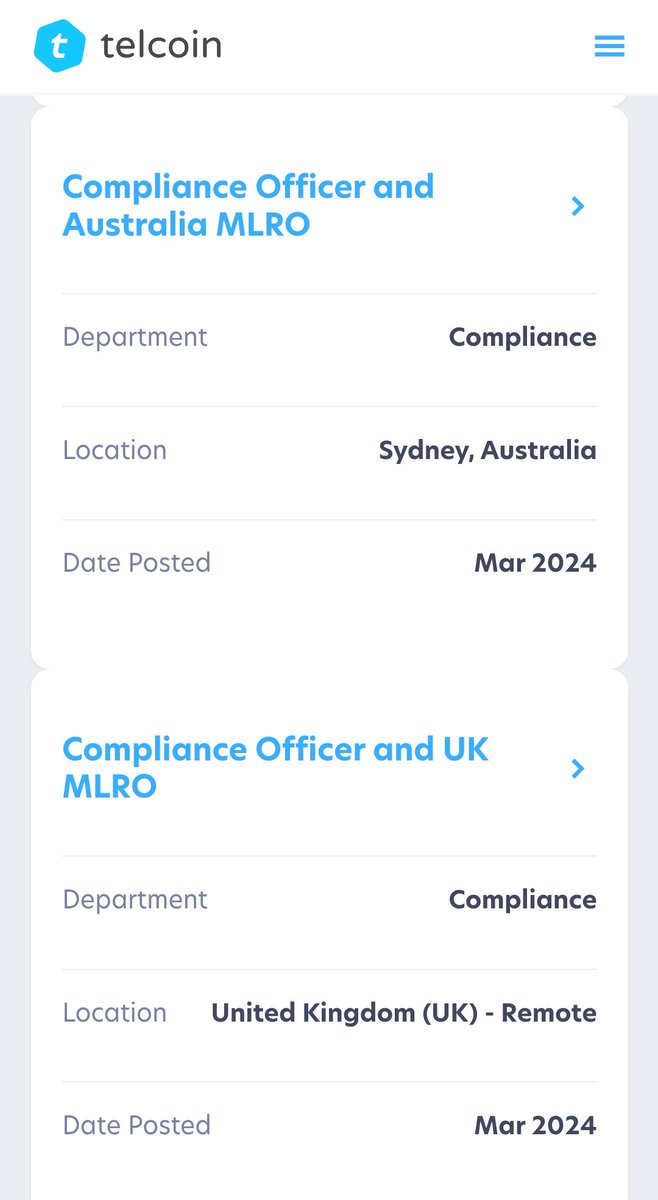 TelcoinFan's tweet image. #Telcoin #Australia having a Super #VASP license ties in nicely with the new #job posting for a Compliance Officer and Aus #MLRO position. 

#Expanding and #growth across territories &amp;amp; markets. Worldwide. 

The #fintech &amp;amp; #banking revolution of #DigitalCash.

$TEL the 🌍
