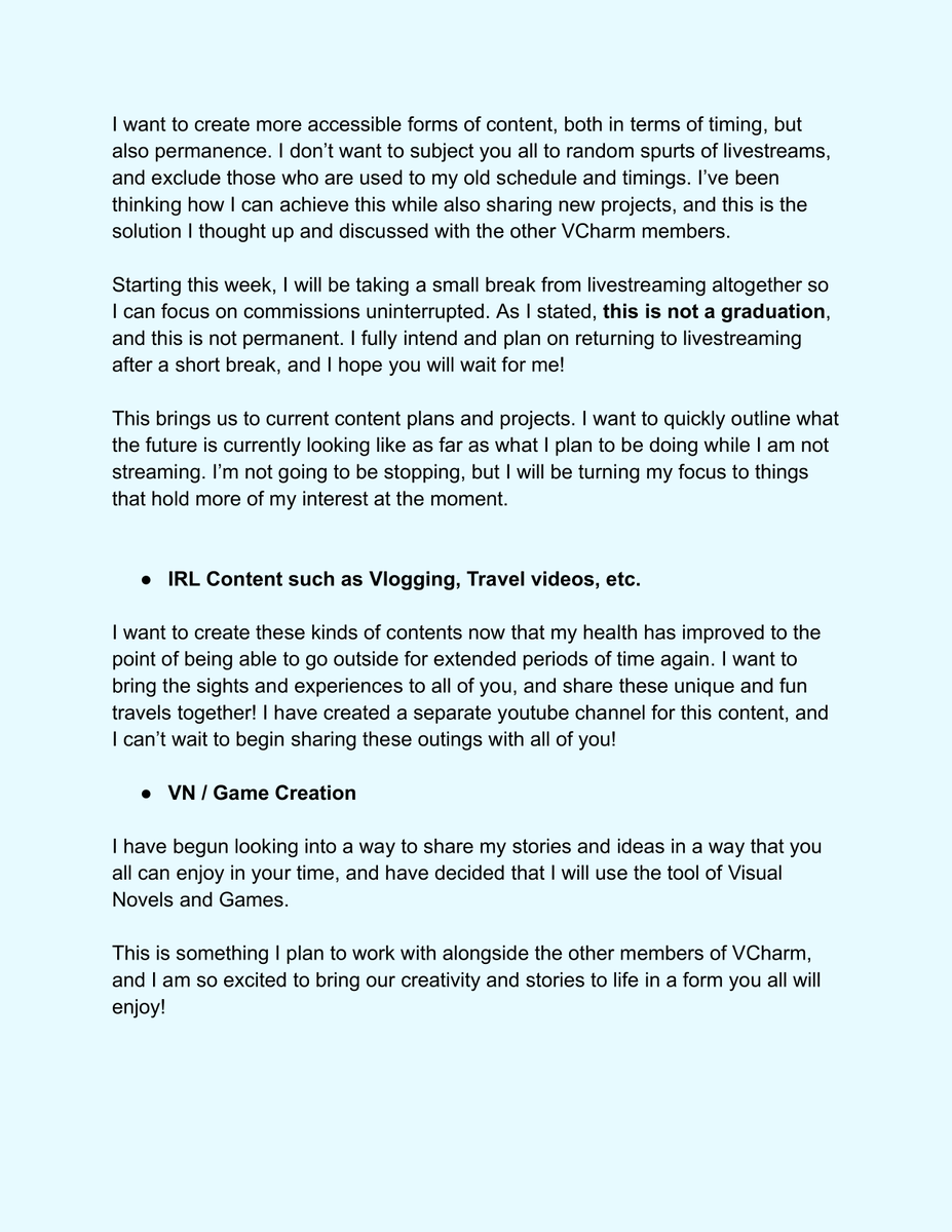 TeenyNyx's tweet photo. Regarding continued activities for live streaming, please have a look! Don't be scared by the white page with black text it's NOT me graduating!

#VtuberUprisings #Vtuber #VtuberSupport https://t.co/LiDD4bjeeb