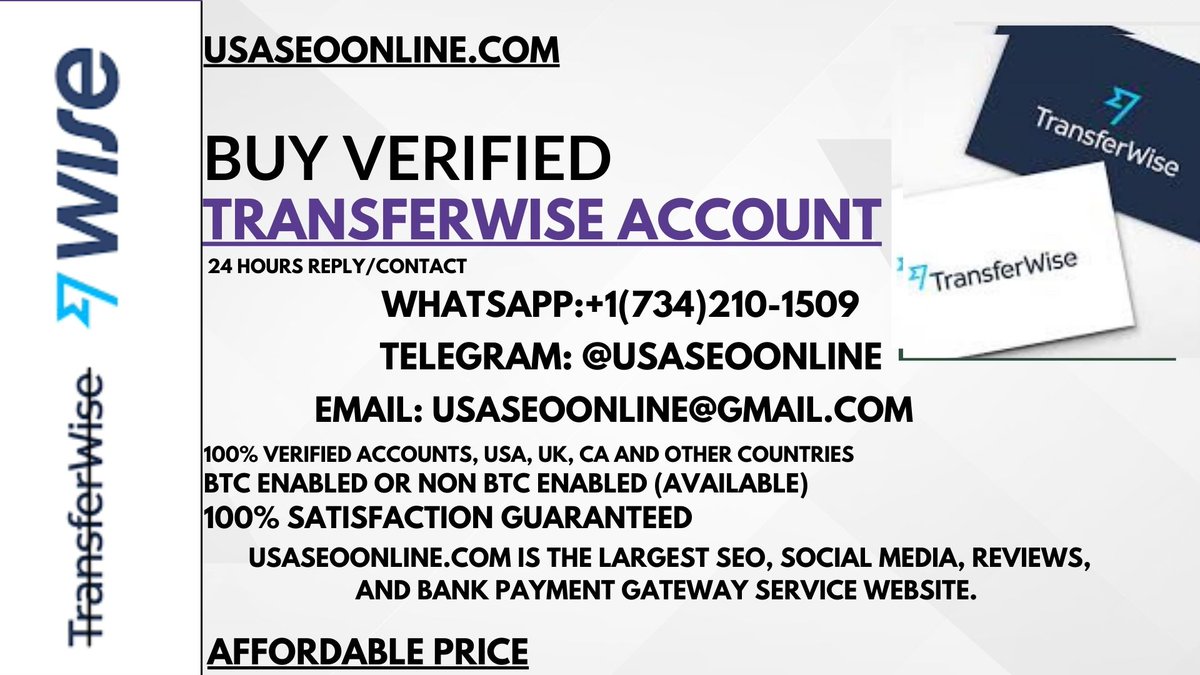 Buy Verified TransferWise Account 24 Hours Reply/Contact Email: usaseoonline@gmail.com Skype: UsaSeoOnline Telegram: @Usaseoonline WhatsApp: +1 (734) 210-1509 usaseoonline.com/product/buy-ve… #buyverifiedtransferwisesaccount #SistasOnBET #AEWBigBuisness #AEWDynamite