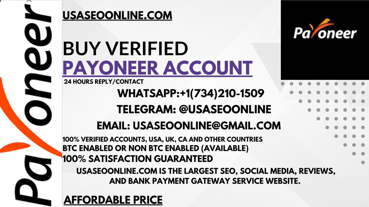 Buy Verified Payoneer account 24 Hours Reply/Contact Email: usaseoonline@gmail.com Skype: UsaSeoOnline Telegram: @Usaseoonline WhatsApp: +1 (734) 210-1509 usaseoonline.com/product/buy-ve… #buyverifiedpayoneeraccount #NSYNC #Monica #Brett #Demar