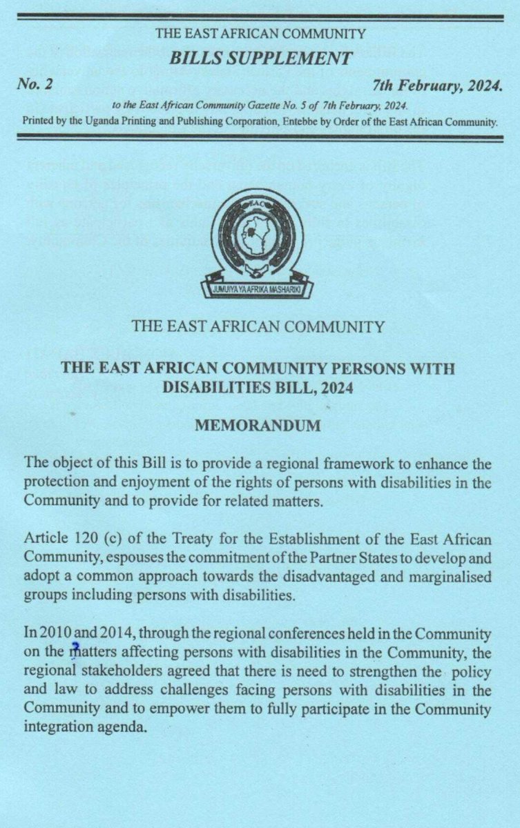 The object of this Bill is to provide a regional framework to enhance the protection and enjoyment of the rights of persons with disabilities in the Community and to provide for related matters.