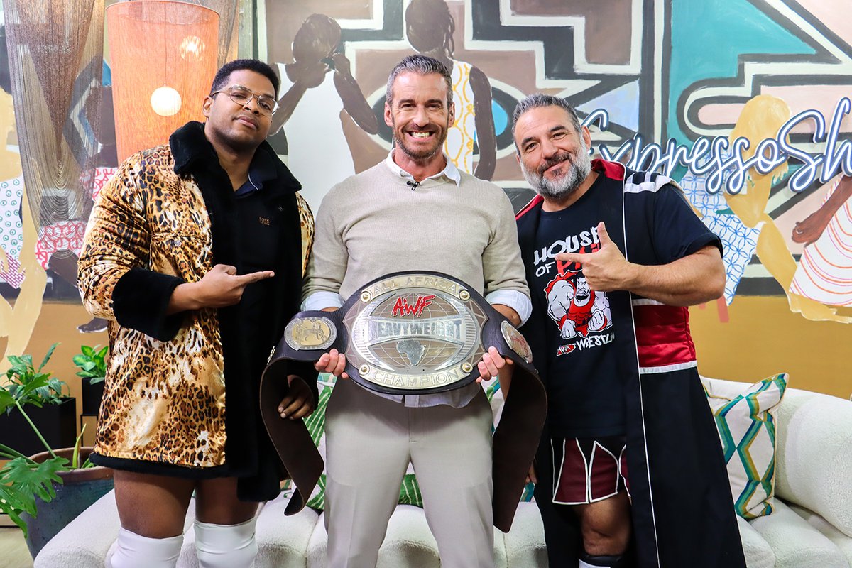 expressoshow's tweet photo. Introduuuucing the Undisputed All African Heavyweight champion “The Magnificent” Mike Xander and professional wrestler Johnny Palazzio!

We catch up with the African Wrestling Alliance athletes and find out what it takes to be in the ring.
#ExpressoShow https://t.co/g8qmjaNYV0