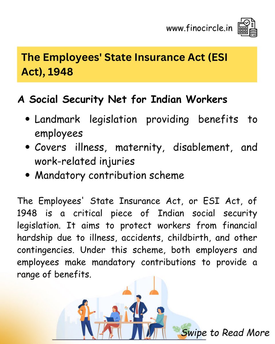 finocircle's tweet photo. In order to protect your workforce, one should comply with the ESI Act, let’s explore the same in details.

#esi #esiact #governmentschemes #indiangovernment #governmentbenefits #employeeprovidentfund #employeebenefits #employeewellbeing #workforcedevelopment #finocircle https://t.co/FHLiD2kfXg