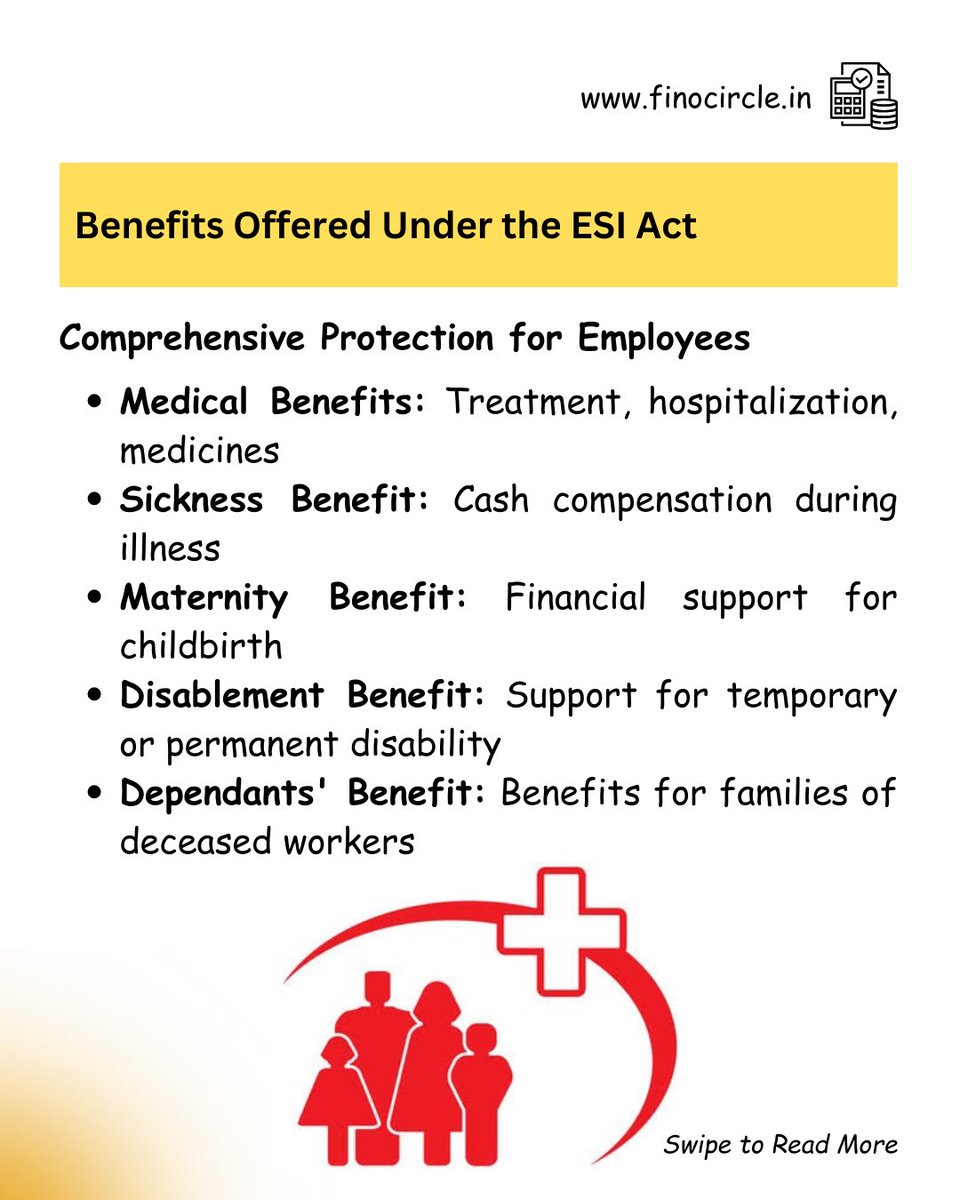 finocircle's tweet photo. In order to protect your workforce, one should comply with the ESI Act, let’s explore the same in details.

#esi #esiact #governmentschemes #indiangovernment #governmentbenefits #employeeprovidentfund #employeebenefits #employeewellbeing #workforcedevelopment #finocircle https://t.co/FHLiD2kfXg