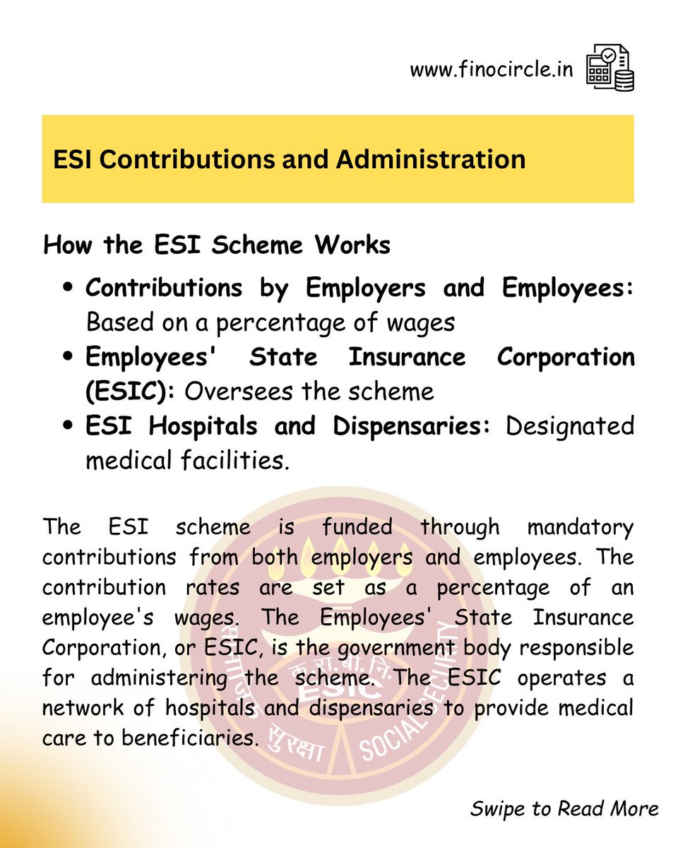 finocircle's tweet photo. In order to protect your workforce, one should comply with the ESI Act, let’s explore the same in details.

#esi #esiact #governmentschemes #indiangovernment #governmentbenefits #employeeprovidentfund #employeebenefits #employeewellbeing #workforcedevelopment #finocircle https://t.co/FHLiD2kfXg