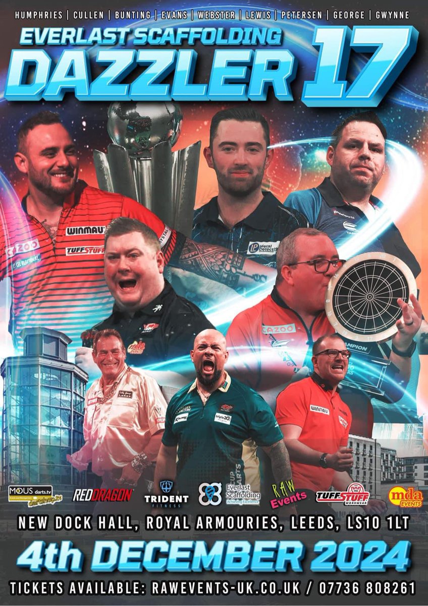 🆕@EverlastScaff #Darts Dazzler 📅 4th December 2024 🎫 rawevents-uk.co.uk/tickets/ #Leeds