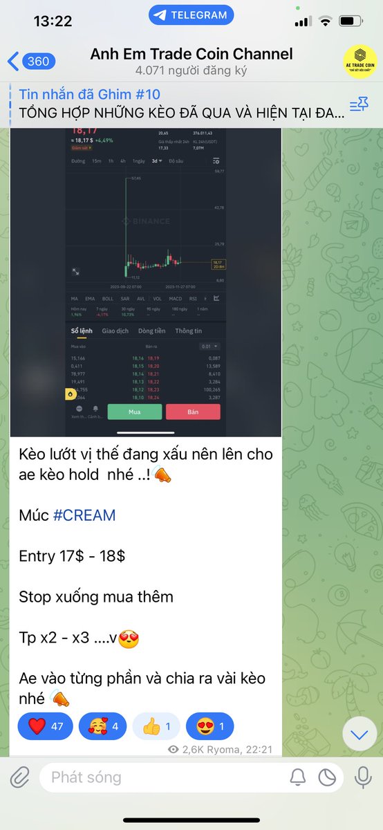 Anhemtradecoin's tweet photo. Kèo #CREAM HOLD HƠI lâu rồi đó 😀😀😀 https://t.co/Kdq6dVb2wR