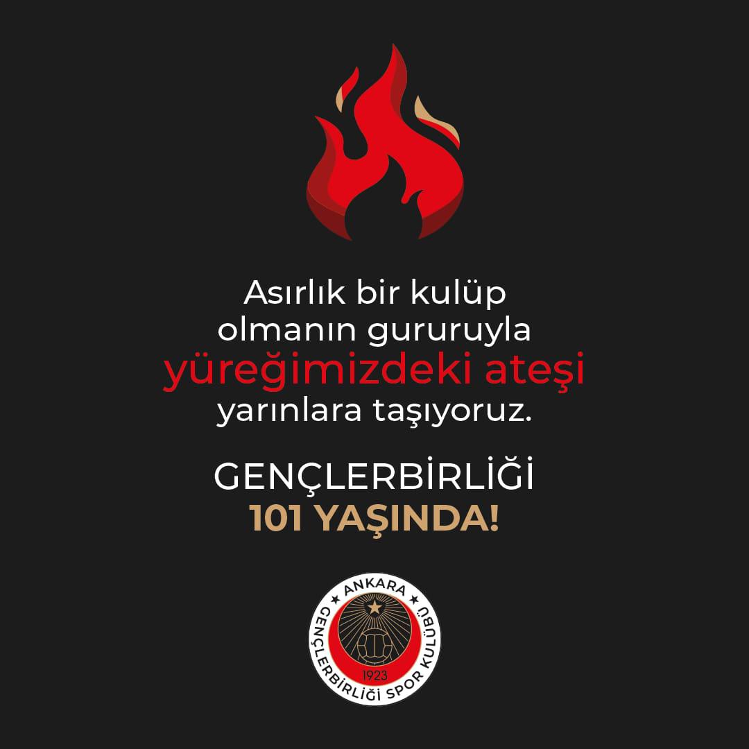 Cumhuriyetin ve Başkentliğin Ankaralılara hediyesidir Gençlerbirliğimiz.... Ve bugün 101 yaşında... Onurla, gururla, doğrulukla, centilmenlikle, bilgiyle, görgüyle ve başarılarla nice  yüz yıllara...
