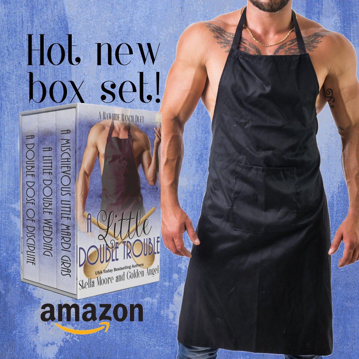 NEW RELEASE HAPPY BOOK WEEK HOT NEW BOX SET! 📚🔥 Take a trip to Rawhide Ranch with A Little Double Trouble from Stella Moore and @GoldenAngelRom. lovestruck677.blogspot.com/2024/03/book-b… #1852media #newbooks #romancenovels #steamyreads #kissingbooks #eroticromance #kinkyromance