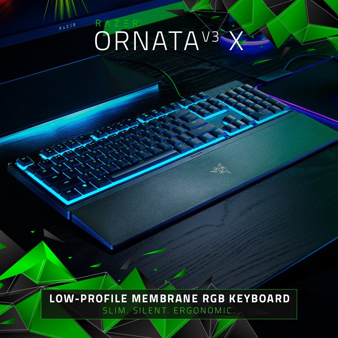 Evetech's tweet photo. Unleash Quiet Performance: Razer Ornata V3 X Gaming Keyboard!
🐍Silent membrane switches
🐍Ergonomic design
🐍Durable, spill-resistant construction
🐍Customizable Razer Chroma RGB lighting
https://t.co/HuM3z0psxb
#Evetech #Razer #RazerOrnataV3X #RazerKeyboard #GamingKeyboard #LowProfileKeyboard #ChromaRGB #PCGaming #SpillResistant #ComfortableGaming #CustomizableLighting #gamingsetup #PCsetup #gamers