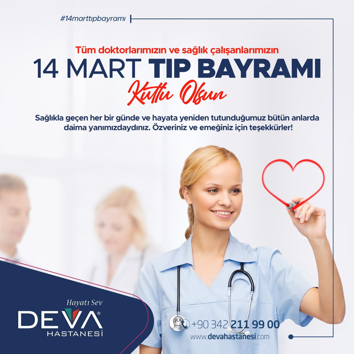 Sağlıkla geçen her bir günde ve hayata yeniden tutunduğumuz bütün anlarda daima yanımızdaydınız. Özveriniz ve emeğiniz için teşekkürler!

#devahastanesi #14mart #tıpbayramı #gaziantep