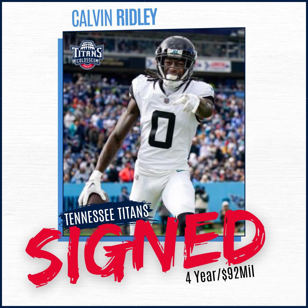 Titans Nation how we feeling about the Calvin Ridley signing? #Titans #CalvinRidley