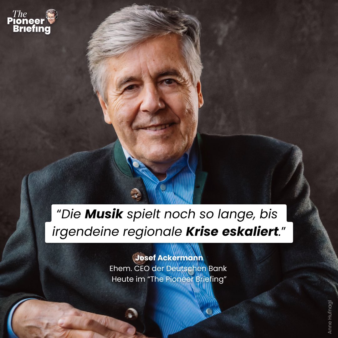 Über die damalige Zeit, den heutigen Kapitalmarkt und die Gefahren, denen das dort angelegte Geld ausgesetzt ist. In „Mein Weg“ von @LangenMueller legt Ex-@DeutscheBank Chef Josef Ackermann Zeugnis ab. Heute ist er im Interview mit @gaborsteingart ➡️ Zum Briefing:…