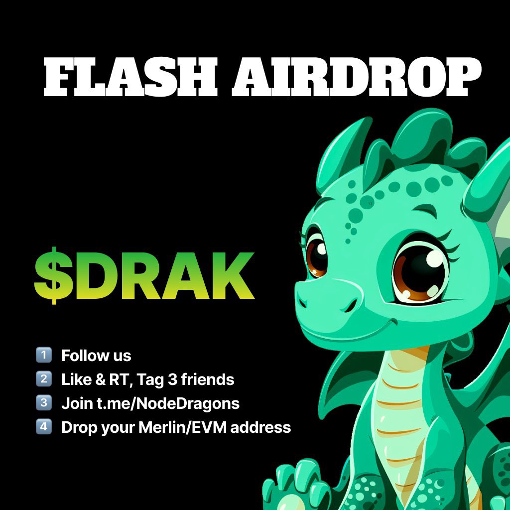 抽奖5名幸运儿，每人获得100万枚 $DRAK !

Merlin梅林链上即将迎来重磅玩家@NodeDragons
即将发布最新迷因币$DRAK
 
模式：Fair Launch
空投：merlin质押者, voya持有人，dragon持有人
上线：MerlinSwap, 3月中旬
热度：⭐️⭐️⭐️⭐️⭐️
DRAK空投资格查询：
https://t.co/FtVRQfReog

抽奖规则：
1. 关注 @NodeDragons @isadora288881 
2. 转发，点赞，评论留下你的梅林evm地址
3. 加入官方电报群 https://t.co/Wzh6EeYQ4E

24小时候开奖！