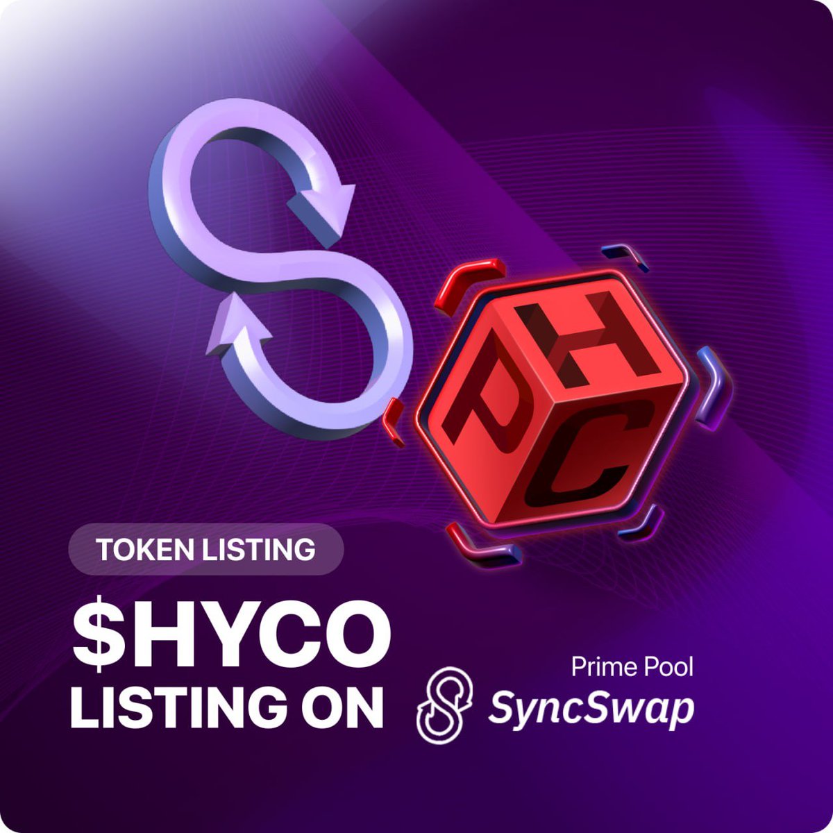 [ New Listing Announcement ] Listing on Syncswap - HYCO/ETH, HYCO/USDC 👇Trade $HYCO here now! syncswap.xyz/swap @syncswap #DEX #Trading #Syncswap #Webtoon #web3